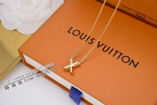 Louis Vuitton新款飾品 路易威登字母x項鏈 LV簡約字母金色鎖骨鏈  zglv2182